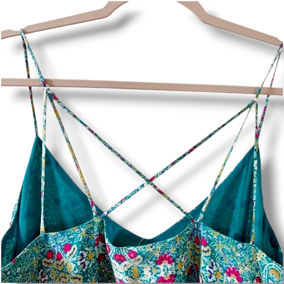 NWT ANTHROPOLOGIE Maeve Meret Silk Green Floral Paisley Tunic Top, size 10 - Picture 7 of 12